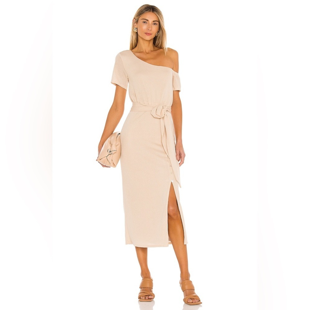 LOVERS + FRIENDS Edab Midi Dress Natural Cream Buttons